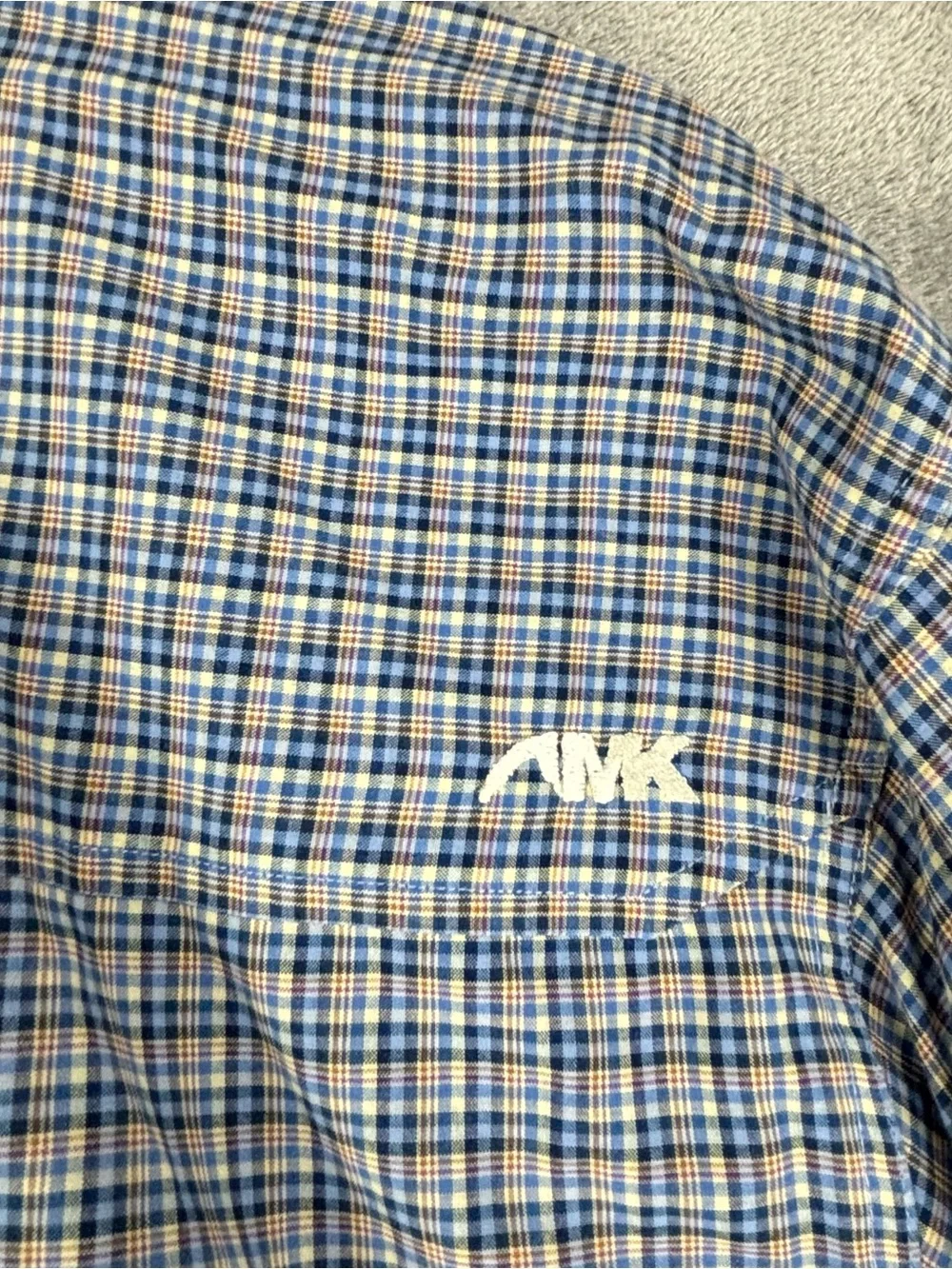 Mountain Khakis Shirt Mens XL Blue Brown Plaid Check Long Sleeve *Flaws